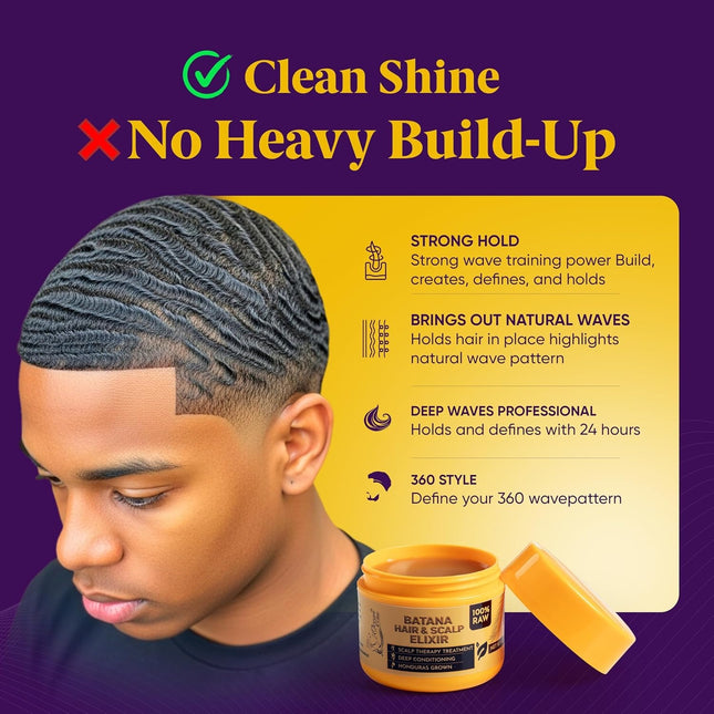 OCEAN VIEW DEEP WAVES POMADE - Premium Wave Grease, Wave Pomade for 360 Waves, Strong Hold Wave Cream for Men, Hydrating Hair Styling Product for Deep, Defined Waves, 4 oz Jar